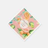 ブライダルシャワーティーシトラスコーラルオレンジレモン庭園 スタンダードカクテルナプキン (角)