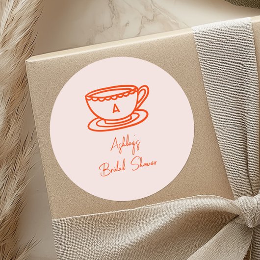 ブライダルシャワーティーテーマお洒落ドードル ラウンドシール