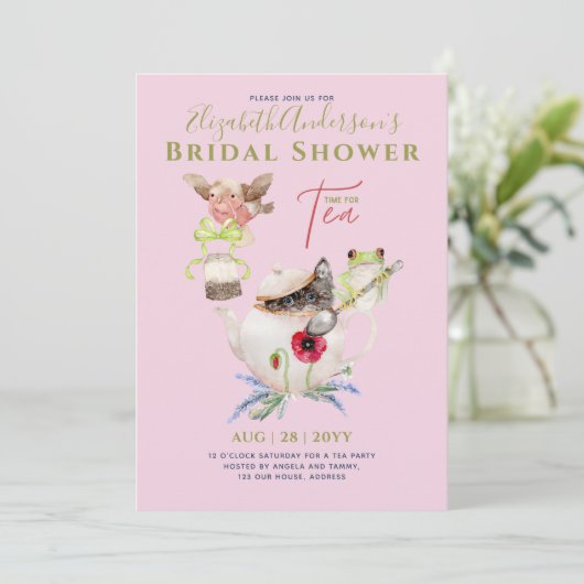 ブライダルシャワーティーパーティの招待状かわいいおもしろい 招待状 (スタンド正面)