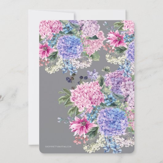 ブライダルシャワーティーパーティの招待状とアジサイ 招待状 (裏面)