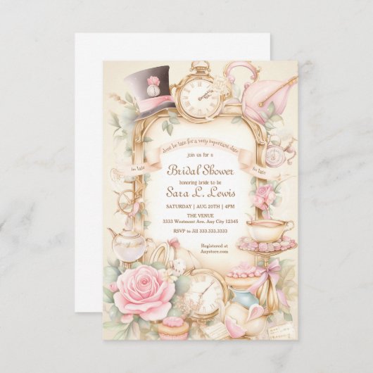 ブライダルシャワーティーパーティの招待状ハイティー招待状 招待状 (正面/裏面)