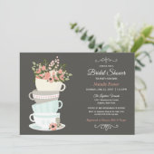 ブライダルシャワーティーパーティの招待状 |グレーピンクの空 招待状 (スタンド正面)