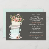 ブライダルシャワーティーパーティの招待状 |グレーピンクの空 招待状 (正面/裏面)