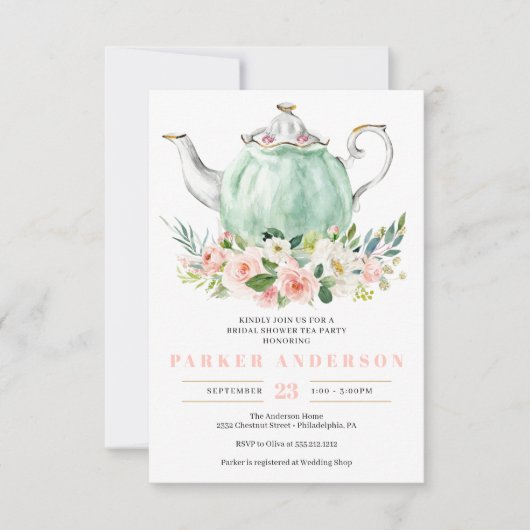 ブライダルシャワーティーパーティの招待状 招待状 (正面)