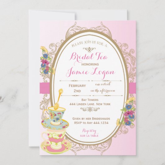 ブライダルシャワーティーパーティの招待状 招待状 (正面)