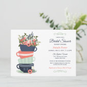 ブライダルシャワーティーパーティの招待状 |青とコーラル 招待状 (スタンド正面)