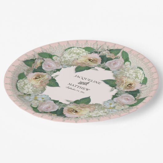 ブライダルシャワーティーパーティーかわいらしフラワーレースドイリー ペーパープレート (アングル)