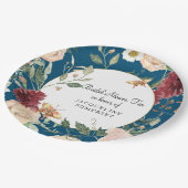 ブライダルシャワーティーパーティーウォーターカラーフローラサンゴ ペーパープレート (アングル)