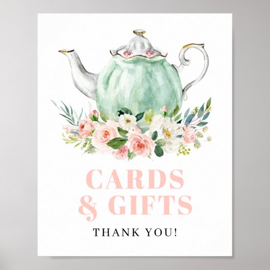 ブライダルシャワーティーパーティーカード&ギフトサイン ポスター (正面)