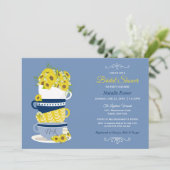 ブライダルシャワーティーパーティーサンフラワーズ |青と黄 招待状 (スタンド正面)