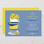 ブライダルシャワーティーパーティーサンフラワーズ |青と黄 招待状 (正面/裏面)