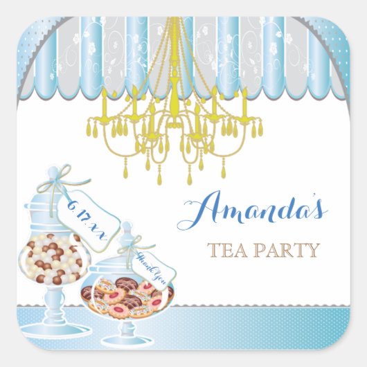 ブライダルシャワーティーパーティーシール スクエアシール (正面)