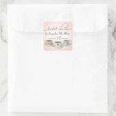 ブライダルシャワーティーパーティーティーカップズンソーサーズピンク スクエアシール (バッグ)