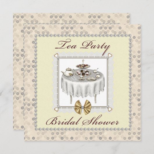 ブライダルシャワーティーパーティーデザーツスクエア招待状 招待状 (正面/裏面)