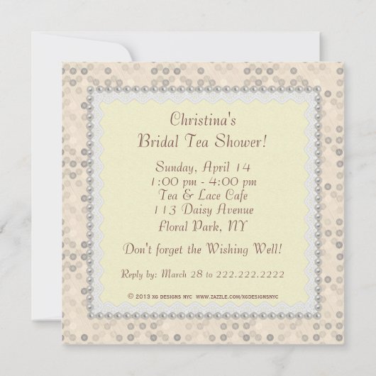 ブライダルシャワーティーパーティーデザーツスクエア招待状 招待状 (裏面)