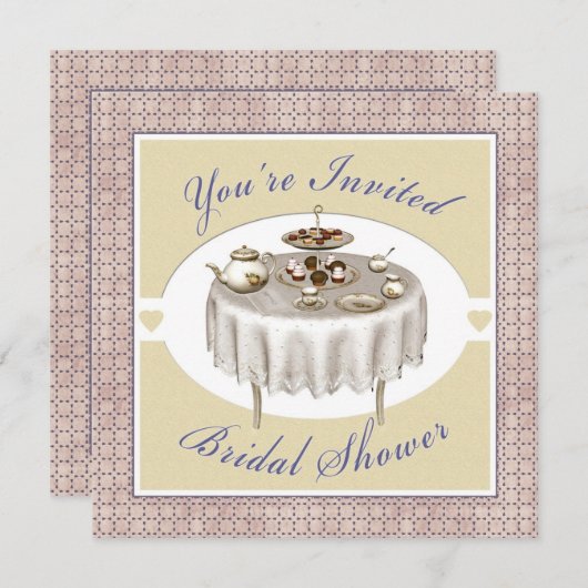 ブライダルシャワーティーパーティーデザーツスクエア招待状 招待状 (正面/裏面)