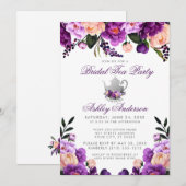 ブライダルシャワーティーパーティーパープルウルトラバイオレット招待状 招待状 (正面/裏面)