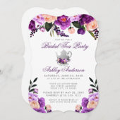 ブライダルシャワーティーパーティーパープルバイオレット招待状B 招待状 (正面/裏面)