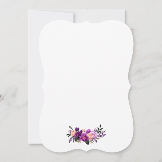 ブライダルシャワーティーパーティーパープルバイオレット招待状B 招待状 (裏面)