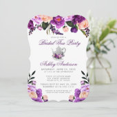ブライダルシャワーティーパーティーパープルバイオレット招待状B 招待状 (スタンド正面)