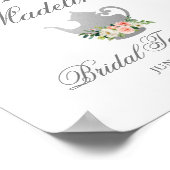 ブライダルシャワーティーパーティーピンクフローラシルバーウェルカム ポスター (角)