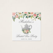 ブライダルシャワーティーパーティーピンクフローラシルバーラベル (正面)