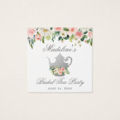 ブライダルシャワーティーパーティーピンクフローラシルバーラベル (裏面)