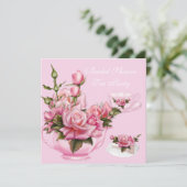 ブライダルシャワーティーパーティーピンクローズティーポット4 招待状 (スタンド正面)