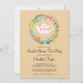 ブライダルシャワーティーパーティーフローラバタフライリース 招待状 (正面)