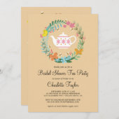 ブライダルシャワーティーパーティーフローラバタフライリース 招待状 (正面/裏面)