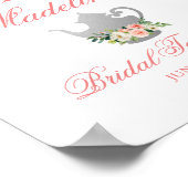 ブライダルシャワーティーパーティーフローラピンクシルバーウェルカム ポスター (角)