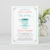 ブライダルシャワーティーパーティーフローラライトピンクミント 招待状 (スタンド正面)