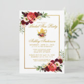 ブライダルシャワーティーパーティーブルゴーニュ金ゴールドボホフローラ 招待状 (スタンド正面)