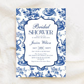 ブライダルシャワーティーパーティーブルーホワイトチノワセリー 招待状