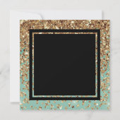 ブライダルシャワーティーパーティーブルー金ゴールド 招待状 (裏面)