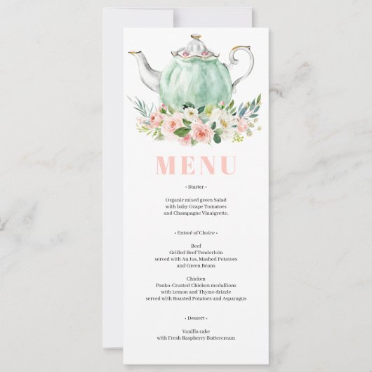 ブライダルシャワーティーパーティーメニュー招待状 招待状 (正面)