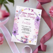 ブライダルシャワーティーパーティーラベンダー薄紫蝶 招待状