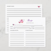 ブライダルシャワーティーパーティーレシピカードパープルスクリプト (正面/裏面)