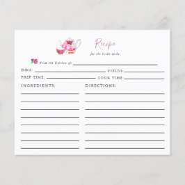 ブライダルシャワーティーパーティーレシピカードピンクスクリプト