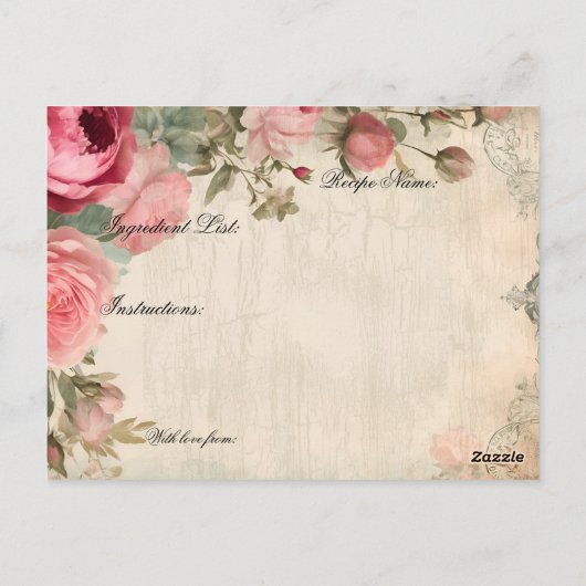 ブライダルシャワーティーパーティーレシピブルーバラフローラ ポストカード (裏面)