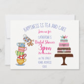 ブライダルシャワーティーパーティー招待状かわいいケーキティーカップ 招待状 (正面)