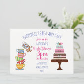 ブライダルシャワーティーパーティー招待状かわいいケーキティーカップ 招待状 (スタンド正面)
