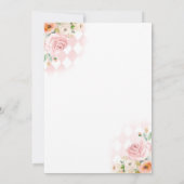 ブライダルシャワーティーパーティー赤面ピンク&金ゴールドフローラ 招待状 (裏面)