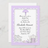 ブライダルシャワーティーパープル 招待状 (正面/裏面)