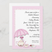 ブライダルシャワーティーピンク 招待状 (正面/裏面)
