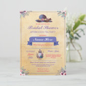 ブライダルシャワーティーポットハットアフタヌーンガーデンパーティー 招待状 (スタンド正面)