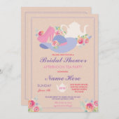 ブライダルシャワーティーポットハットシューズバチェロレッテ 招待状 (正面/裏面)