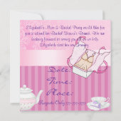 ブライダルシャワーティーポット&ティーカップダマスクデザイン 招待状 (裏面)