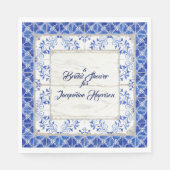 ブライダルシャワーティーランチョンブルーホワイトファームハウス スタンダードランチョンナプキン (正面)