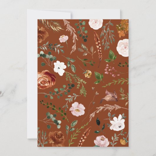 ブライダルシャワーテラコッタスタグ素朴エレガント植物 招待状 (裏面)